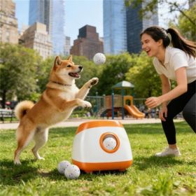 Automatic dog ball launcher, dog toy, orange