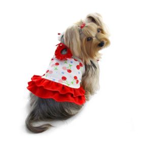 Soft Knit Cotton Cherries Dress w/Shoulder Ties (size: L)