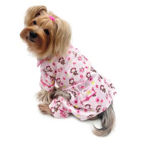 Girly Monkey Flannel Pajamas with 2 Pockets (size: XL)