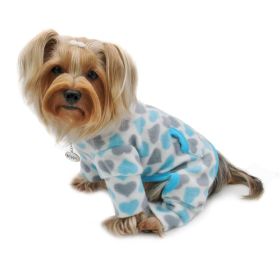 Blue & Gray Hearts Fleece Turtleneck Pajamas (size: S)