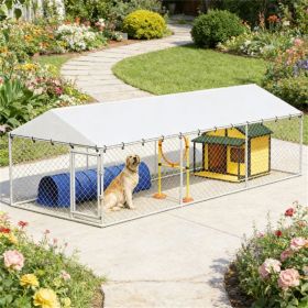 Outdoor kennel, dog house, dog cage, silver (Color: Silver)